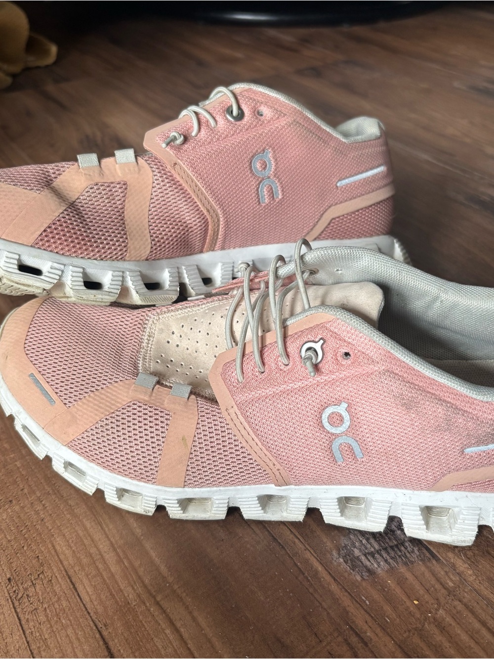 On Running Light Pink and White Women's Sneakers